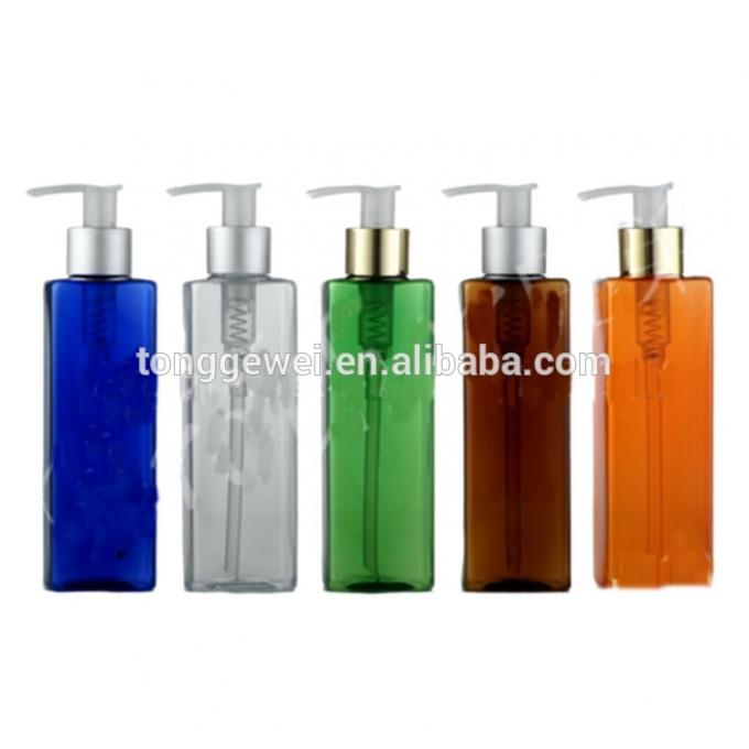 Bouteilles carrées en plastique françaises vertes claires blanches de vente chaudes de shampooing de lotion de pompe de jet d'ambre d'animal familier de 50ml 100ml 250ml 500ml en gros