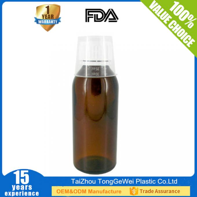 joint inaltérable de médecine de la pilule 30ml 60ml 100ml 120ml 250ml de toux de bouteille en plastique ambre pharmaceutique de sirop